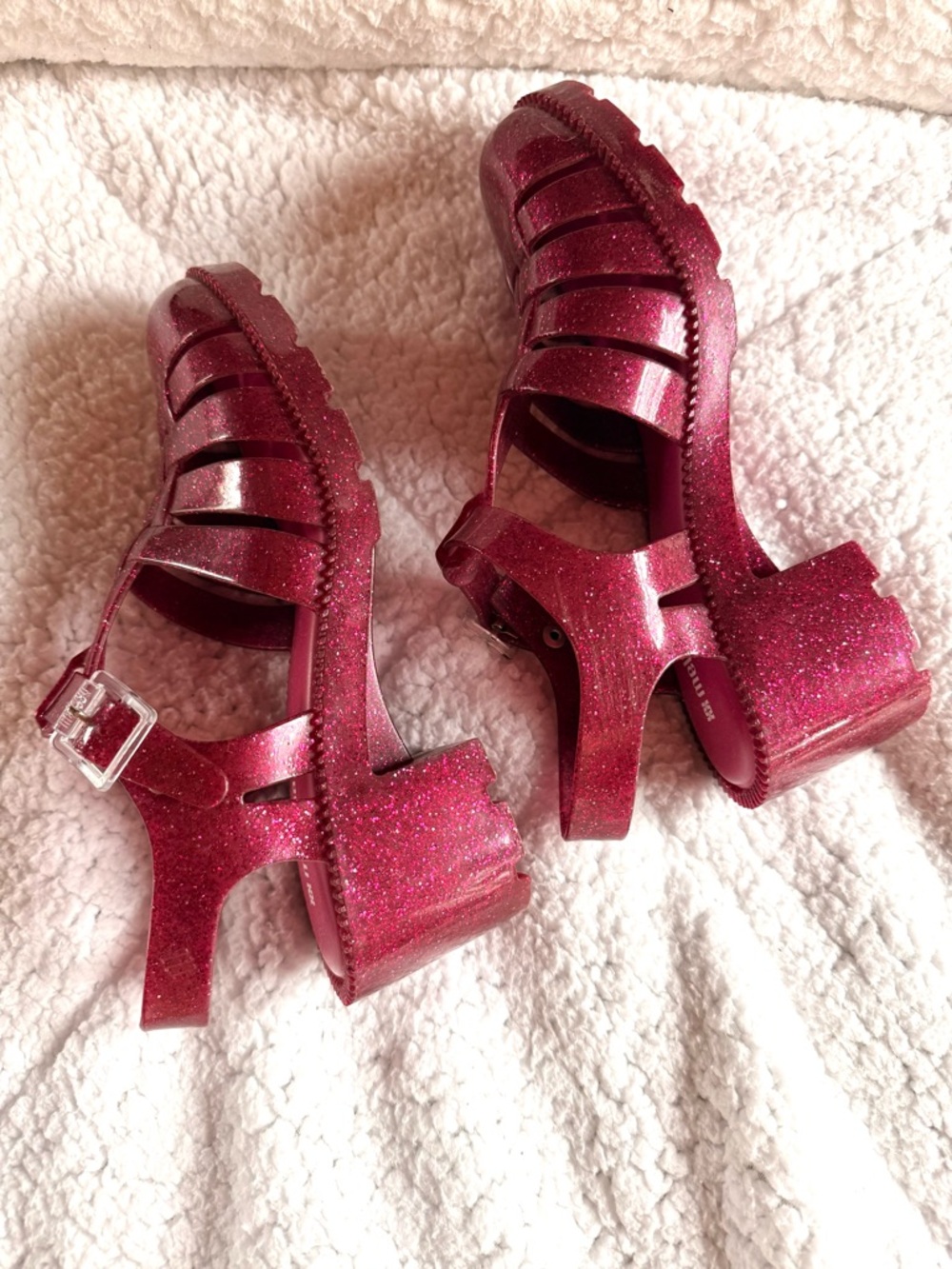 Melissa Pink Glitter Chunky Heel Sandals - Possession - Picture 3 of 6